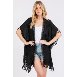 Crochet And Tassel Trim Cover Up - Chic Design