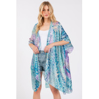 Abstract Print Silky Feel Kimono