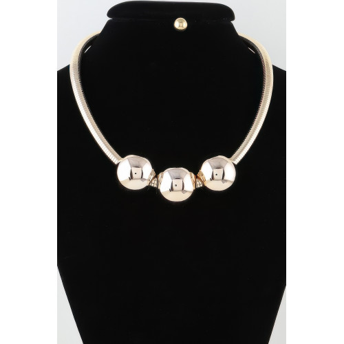 Triple Shiny Bead Statement Necklace - CC-WH2002052
