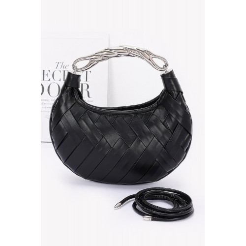 Faux Leather Braided Metal Handle Clutch - CC-WH2002085