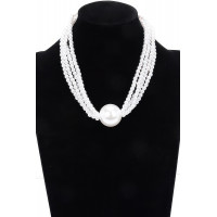Multi Faux Pearl Chain Necklace