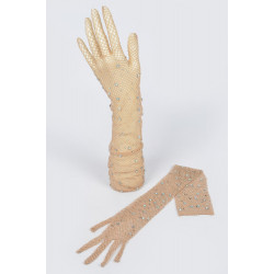 Rhinestone Mesh Long Gloves