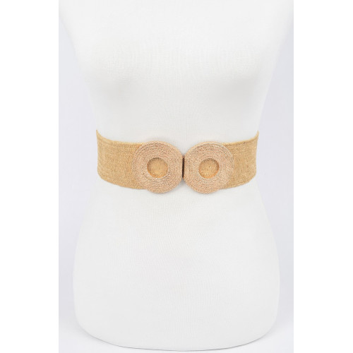 Faux Straw Elastic Two Buckles Belt - CC-WH2002130