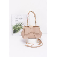 Faux Leather Ribbon Chain Handle Party Clutch