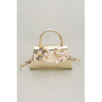 Faux Mirror Leather Ribbon Metal Top Handle Bag
