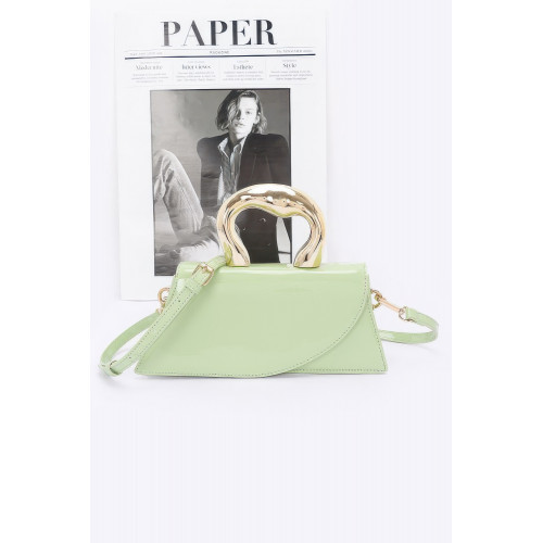 Faux Leather Metal Handle Flap Bag - CC-WH2002140
