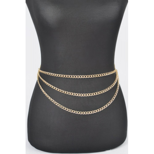Multi Layered Metal Plus Size Chain Belt - CC-WH2002150