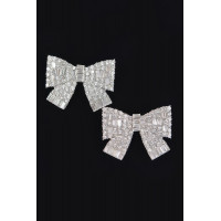 Ribbon Shape Rhinestone Earrings