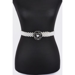 Flower Faux Pearl Elastic Belt