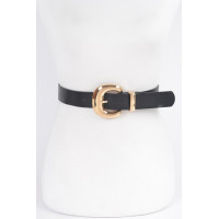 Faux Leather Metal Buckle Belt