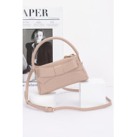 Faux Leather Ribbon Top Handle Clutch
