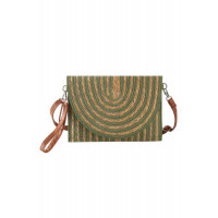 Gold Threads Mixed Color Straw Clutch Crossbodybag