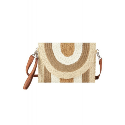 Metallic Lined Multicolor Straw Clutchcrossbodybag - CC-WH2002194