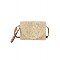 Woven Pattern Straw Clutch & Crossbody Bag