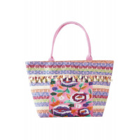 Boho Print Pom Pom Fringe Tote Bag