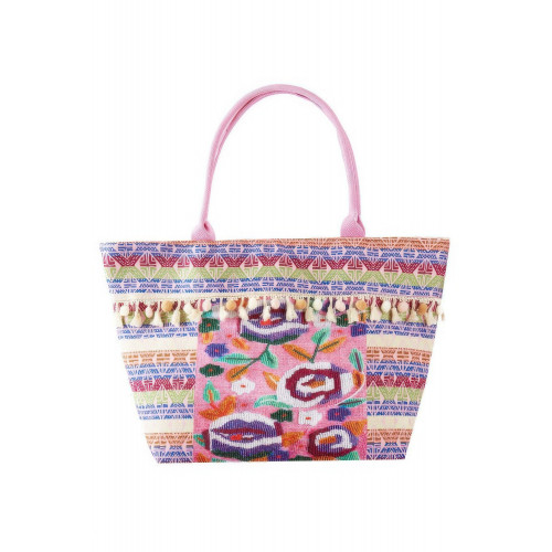 Boho Print Pom Pom Fringe Tote Bag - CC-WH2002198