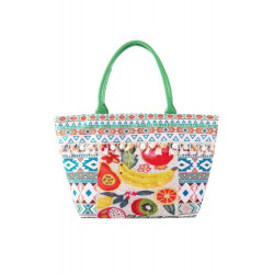 Fruit Boho Print Pom Pom Fringe Tote Bag