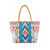 Boho Style Aztec Pattern Tassel Summer Tote Bag