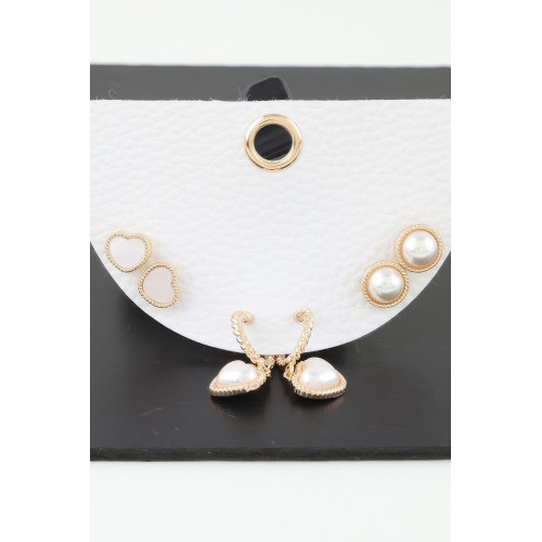 Vintage Pearl Hearts Earrings Set - CC-WH2002207