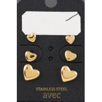 Triple Hearts Stud Earrings Set