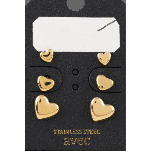 Triple Hearts Stud Earrings Set - CC-WH2002209