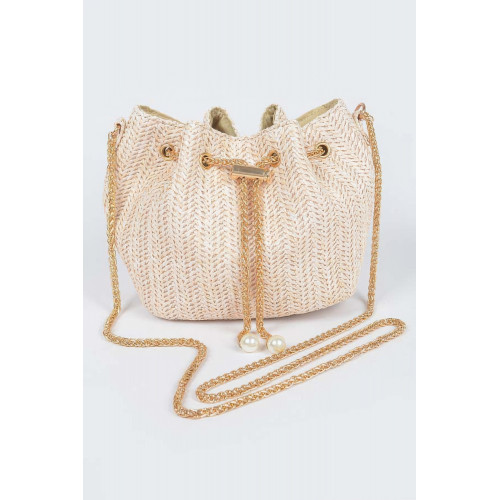 Faux Straw Bucket Crossbody Bag - CC-WH2002225