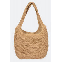 Faux Straw Hobo Bag
