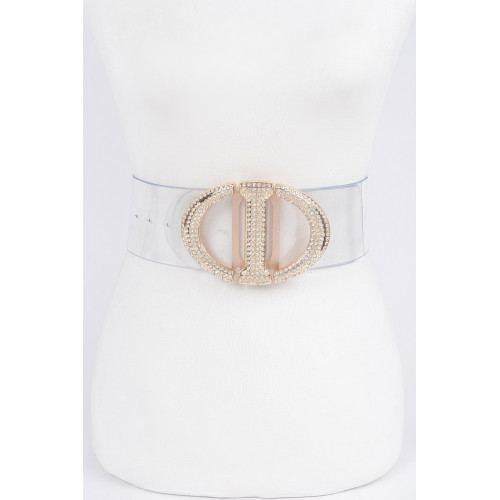Rhinestone Metal Buckle Plus Size Transparent Belt - CC-WH2002234