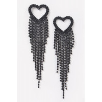 Rhinestone Heart Fringe Earring