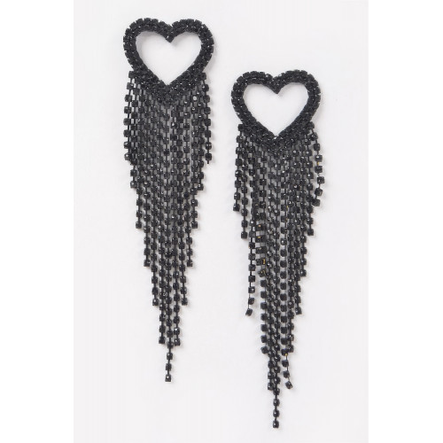 Rhinestone Heart Fringe Earring - CC-WH2002248