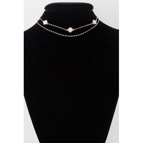 Double Clover Charm Choker Necklace - CC-WH2002254