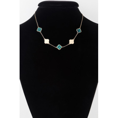 Two Toned Clover Charm Necklace - CC-WH2002274