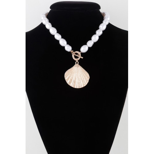 Pearl Seashell Toggle Necklace - CC-WH2002282