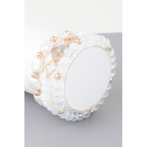Multi Clover Crystal Bead Bracelet - CC-WH2002286