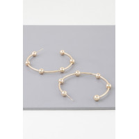 Multi Shiny Bead Hoop Earrings