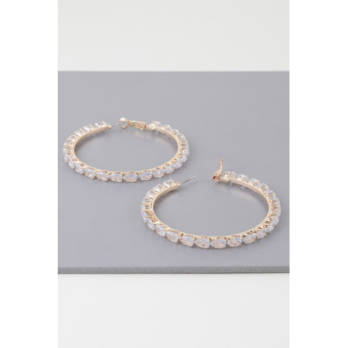 Teardrop Bejeweled Hoop Earrings - CC-WH2002296