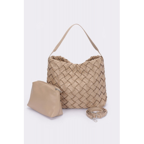 Faux Leather Braided Embossed Hobo Bag - CC-WH2002306