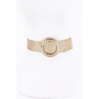 Hammeredmetal Buckle Metallic Stretch Plussizebelt