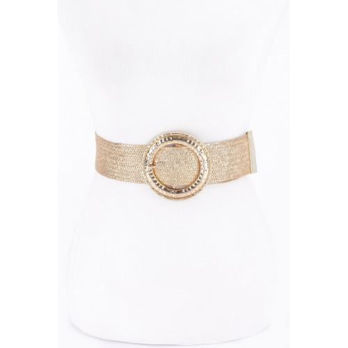 Hammeredmetal Buckle Metallic Stretch Plussizebelt - CC-WH2002317