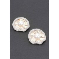 Rhinestone Faux Pearl Metal Earring