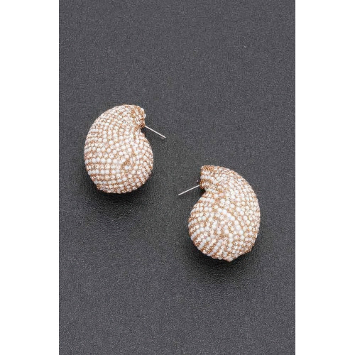 Rhinestone Faux Pearl Metal Earring - CC-WH2002331