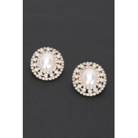 Faux Pearl Rhinestone Earring