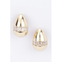 Metal Stone Tear Drop Earring