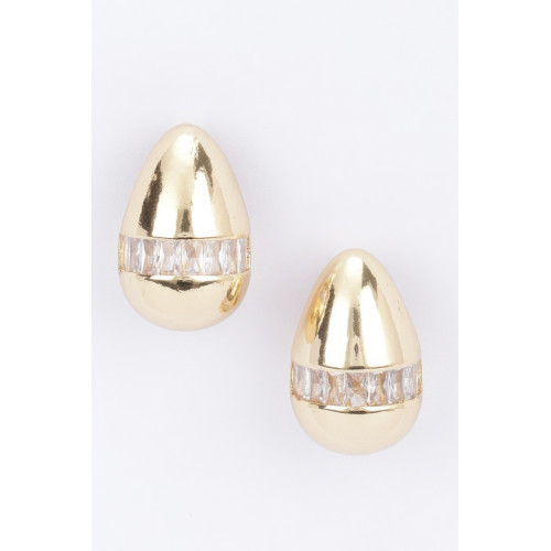 Metal Stone Tear Drop Earring - CC-WH2002345