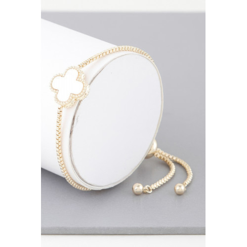 Stone Clover Box Chain Bracelet - CC-WH2002351