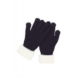 Faux Fur Cuff Smart Touch Knit Gloves