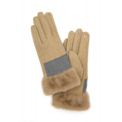 Two Tone And Stitch Lines Fauxfur Smarttouchgloves
