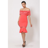 Off Shoulder Crochet Band Fashion Dress