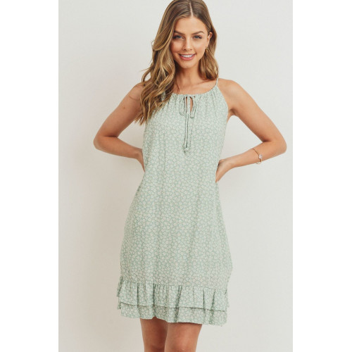 Ruffled Floral Sleeveless Dress