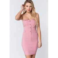 Strapless Button Down Mini Dress